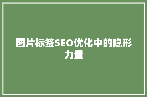 图片标签SEO优化中的隐形力量