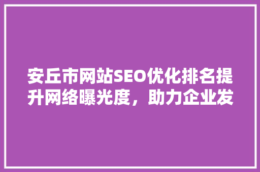 安丘市网站SEO优化排名提升网络曝光度，助力企业发展
