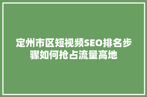 定州市区短视频SEO排名步骤如何抢占流量高地