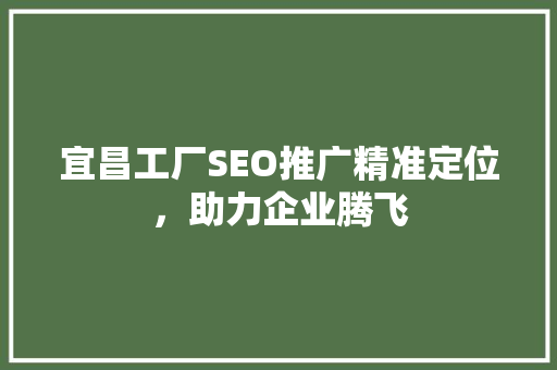 宜昌工厂SEO推广精准定位，助力企业腾飞
