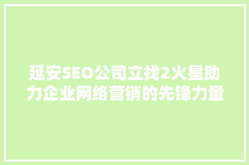 延安SEO公司立找2火星助力企业网络营销的先锋力量