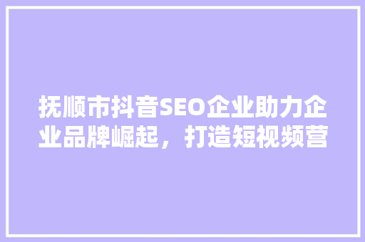 抚顺市抖音SEO企业助力企业品牌崛起，打造短视频营销新格局