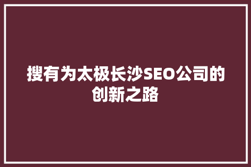 搜有为太极长沙SEO公司的创新之路