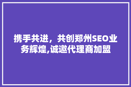 携手共进，共创郑州SEO业务辉煌,诚邀代理商加盟