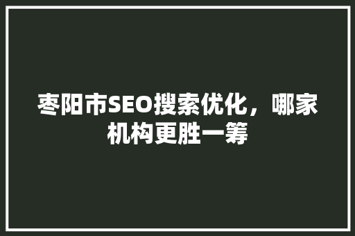 枣阳市SEO搜索优化，哪家机构更胜一筹
