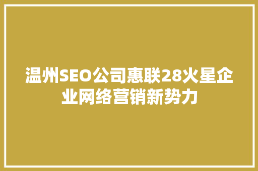 温州SEO公司惠联28火星企业网络营销新势力