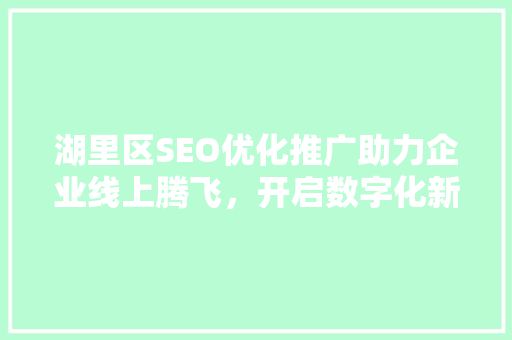 湖里区SEO优化推广助力企业线上腾飞，开启数字化新时代