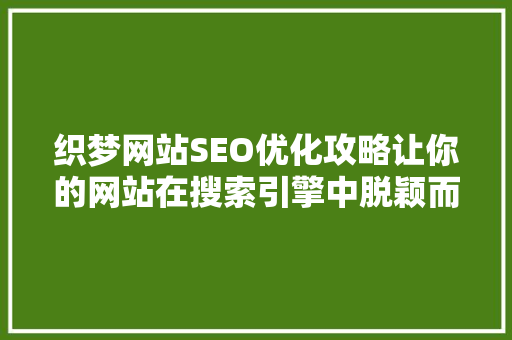 织梦网站SEO优化攻略让你的网站在搜索引擎中脱颖而出