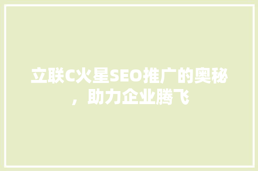 立联C火星SEO推广的奥秘，助力企业腾飞