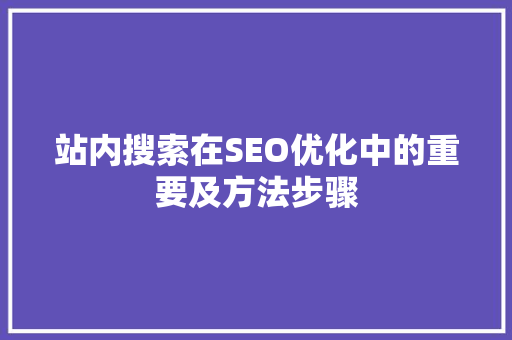 站内搜索在SEO优化中的重要及方法步骤