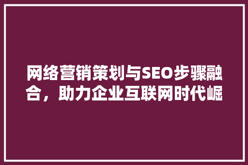 网络营销策划与SEO步骤融合，助力企业互联网时代崛起