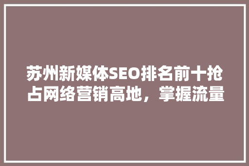 苏州新媒体SEO排名前十抢占网络营销高地，掌握流量密码