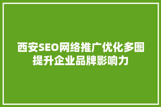 西安SEO网络推广优化多图提升企业品牌影响力