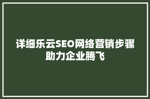详细乐云SEO网络营销步骤助力企业腾飞