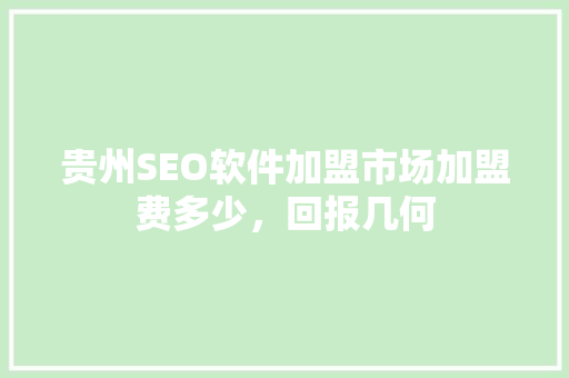 贵州SEO软件加盟市场加盟费多少，回报几何