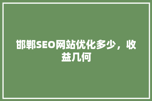 邯郸SEO网站优化多少，收益几何