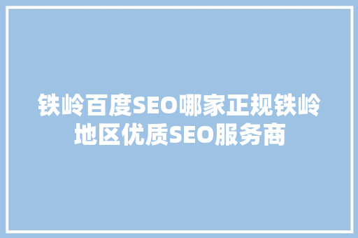 铁岭百度SEO哪家正规铁岭地区优质SEO服务商