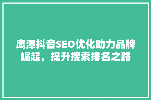 鹰潭抖音SEO优化助力品牌崛起，提升搜索排名之路