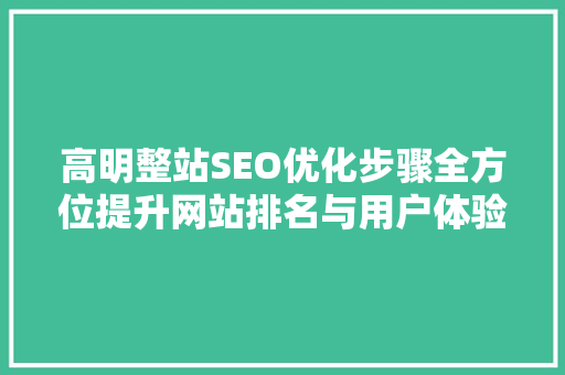 高明整站SEO优化步骤全方位提升网站排名与用户体验