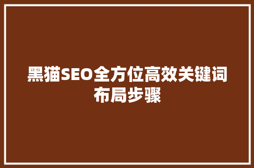 黑猫SEO全方位高效关键词布局步骤