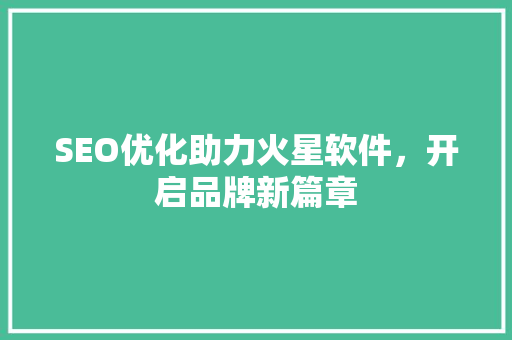 SEO优化助力火星软件，开启品牌新篇章