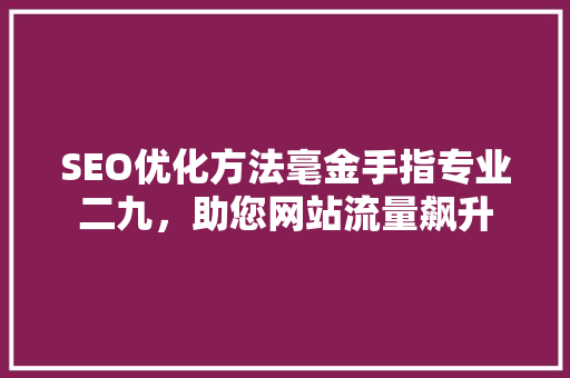 SEO优化方法毫金手指专业二九，助您网站流量飙升