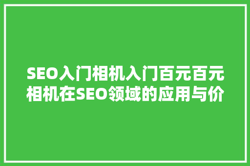 SEO入门相机入门百元百元相机在SEO领域的应用与价值