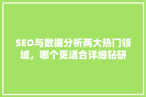 SEO与数据分析两大热门领域，哪个更适合详细钻研
