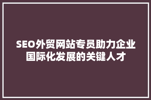 SEO外贸网站专员助力企业国际化发展的关键人才
