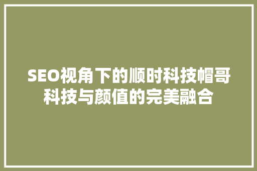 SEO视角下的顺时科技帽哥科技与颜值的完美融合