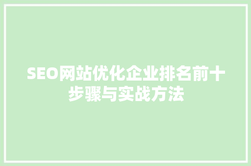 SEO网站优化企业排名前十步骤与实战方法