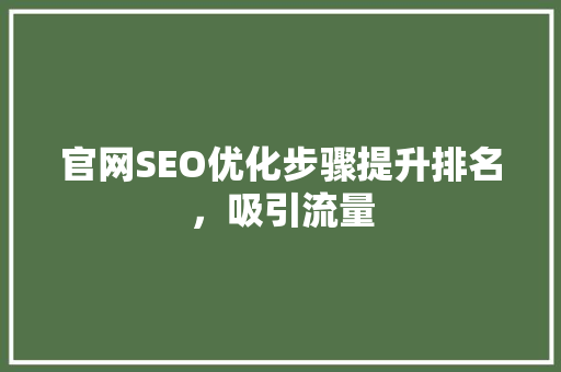 官网SEO优化步骤提升排名，吸引流量