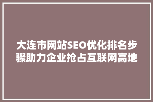 大连市网站SEO优化排名步骤助力企业抢占互联网高地