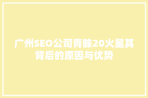 广州SEO公司青睐20火星其背后的原因与优势