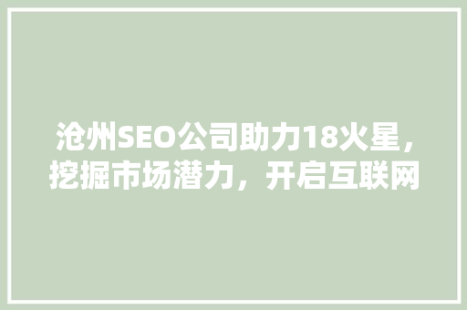 沧州SEO公司助力18火星，挖掘市场潜力，开启互联网新篇章