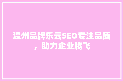 温州品牌乐云SEO专注品质，助力企业腾飞