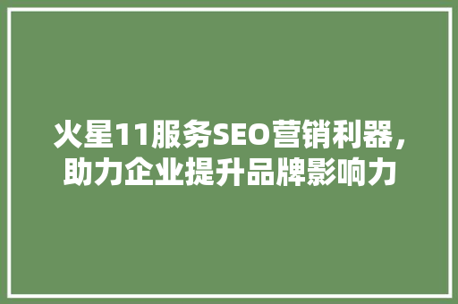火星11服务SEO营销利器，助力企业提升品牌影响力