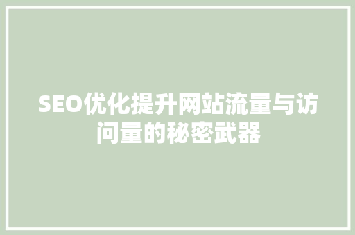 SEO优化提升网站流量与访问量的秘密武器