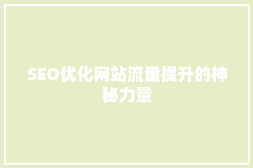 SEO优化网站流量提升的神秘力量