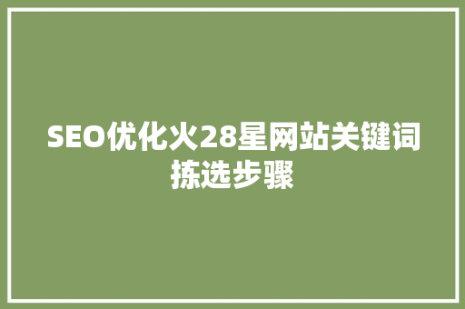 SEO优化火28星网站关键词拣选步骤