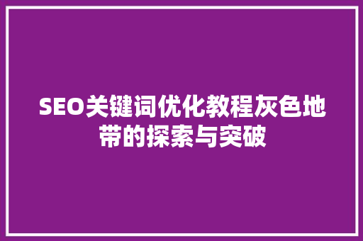 SEO关键词优化教程灰色地带的探索与突破