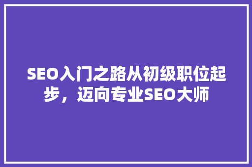 SEO入门之路从初级职位起步，迈向专业SEO大师