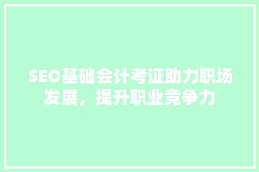SEO基础会计考证助力职场发展，提升职业竞争力