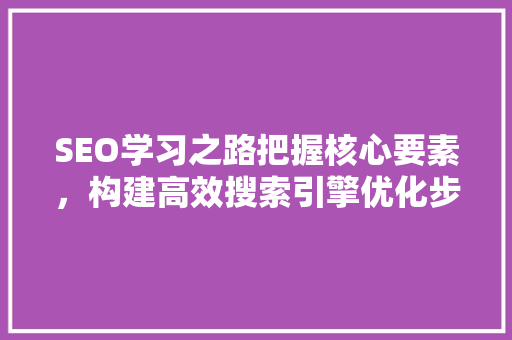 SEO学习之路把握核心要素，构建高效搜索引擎优化步骤