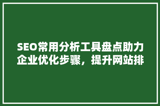 SEO常用分析工具盘点助力企业优化步骤，提升网站排名