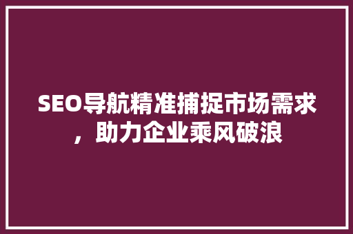 SEO导航精准捕捉市场需求，助力企业乘风破浪
