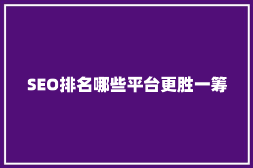 SEO排名哪些平台更胜一筹