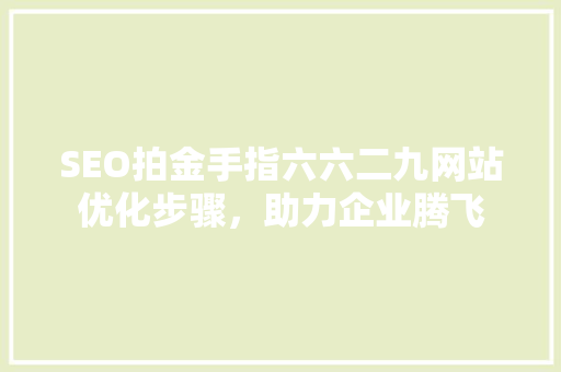 SEO拍金手指六六二九网站优化步骤，助力企业腾飞