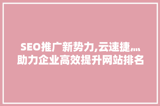 SEO推广新势力,云速捷灬助力企业高效提升网站排名