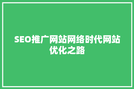 SEO推广网站网络时代网站优化之路